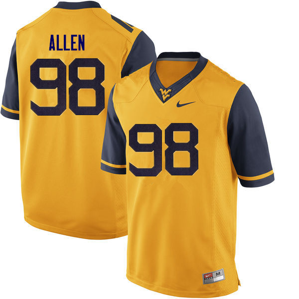 Men #98 Tyrese Allen West Virginia Mountaineers College Football Jerseys Sale-Yellow - Click Image to Close